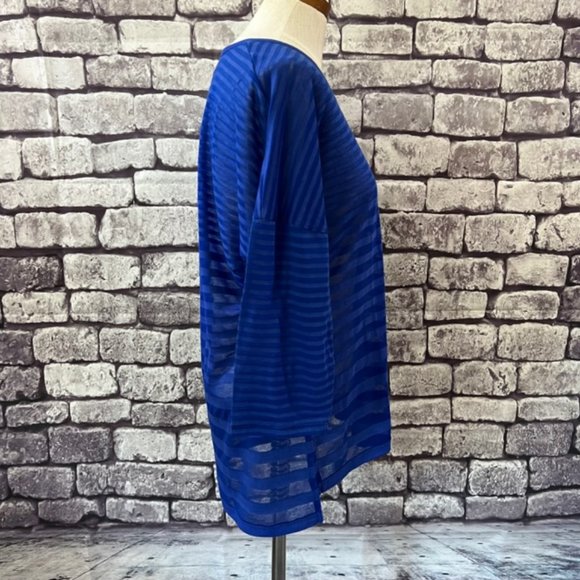 Chico's NWT Semi Sheer Blue 3/4 Sleeve Blouse Size Large - Picture 9 of 10
